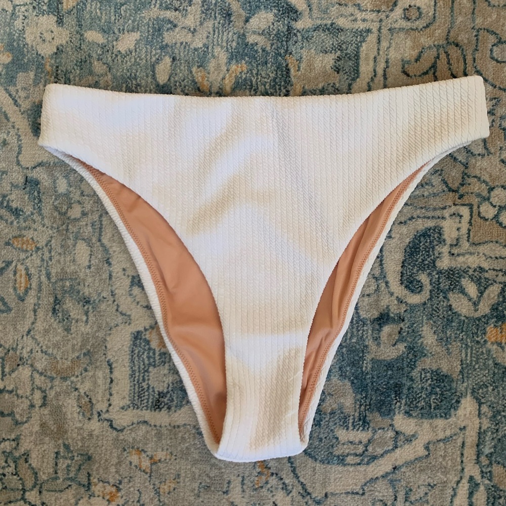 NWT J Crew Textured High-Rise Cheeky Bikini Bottom White